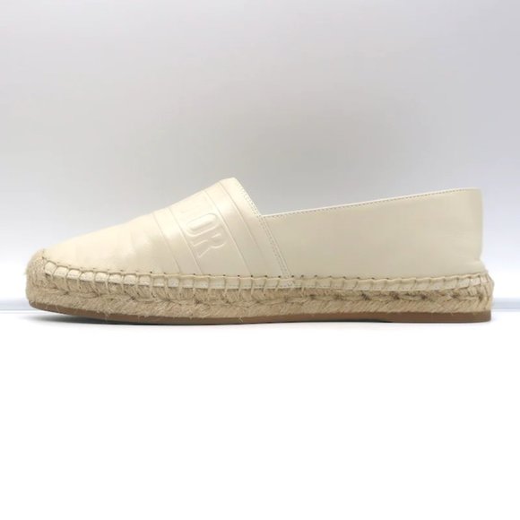Christian Dior Granville Espadrilles Off-White Embossed Leather Size 37.5 D - Picture 7 of 11